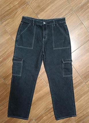 Джинсы свободного кроя с карманами xl