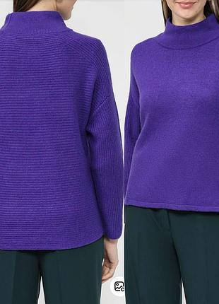 Вязаный свитер в комбинированный рубчик под горло из смеси шерсти и кашемира gerry weber wool blend