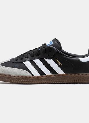 Женские кроссовки adidas samba vegan black white grey