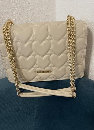 Сумка « love moschino”, бежева, на плече