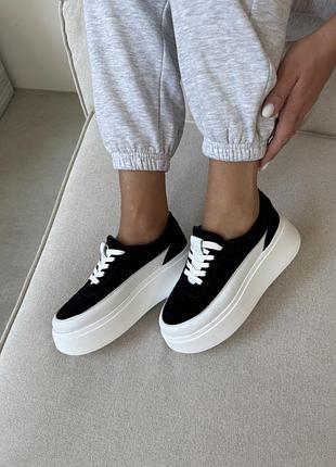 Женские кожаные кроссовки из натуральной кожи и замши 🖤🖤🖤