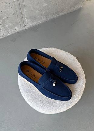 Жіночі лофери loro piana loafers navy blue