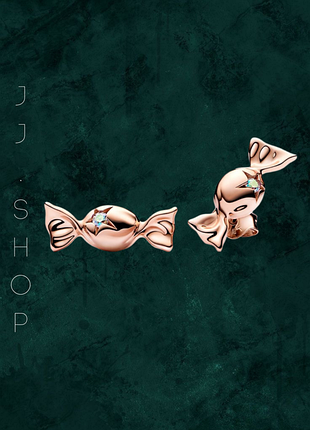 Серебряные серьги "конфеты" pandora (пандора) 282638c01 с покрытием 14к золотом