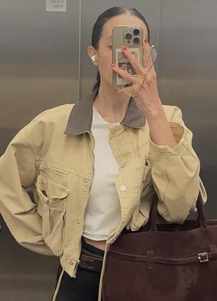 Джинсова куртка робочого вкорочена zara