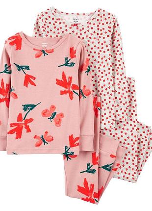 Бавовняна піжама піжамка комплект набір 2 шт carter’s картерс для дівчинки
