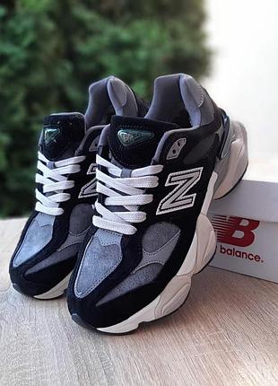 Женские качественные и стильные кроссовки new balance 9060 черные с серым❄️