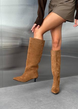 В наявності та під замовлення демісезонні чоботи труби натур замш руді 36-41р