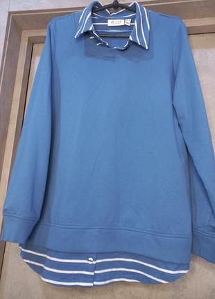 Невероятная, красивая, натуральная, кофта свитшот, с воротником, 95%коттон, 5%эластан