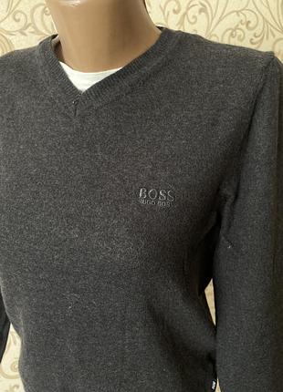 Светр джемпер вовна люкс бренд hugo boss  сірий