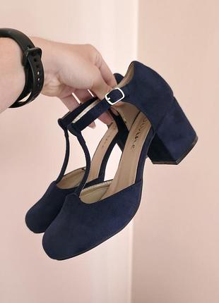 Бомоножки/туфли под замшу темно-синего цвета divine