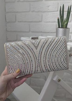 Клатч золотистий, сріблястий ( сумочка на ланцюжку)