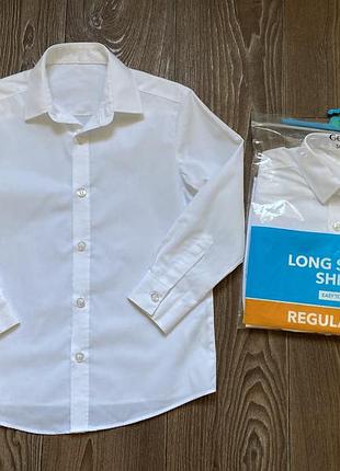 Набір білих шкільних сорочок george 5-6 років 110-116 для хлопчика з довгим рукавом