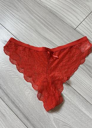 Трусики бразиліана червоні ажурні