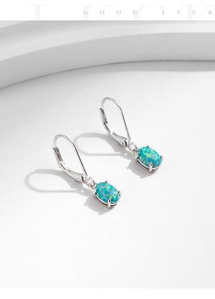 Серебряные женские серьги с бирюзовым опалом