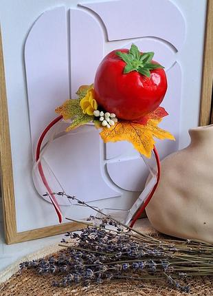 Костюм помидор, обруч ободок помидор, обруч томат, костюм томат, обруч помидорка