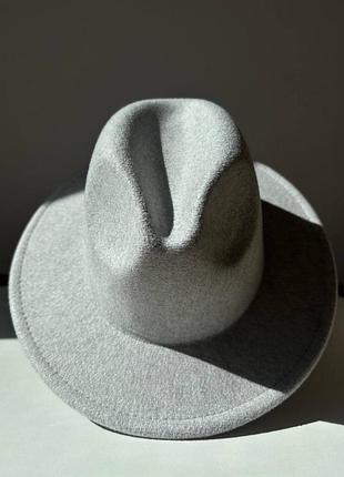 Вовняний капелюх федора унісекс меланж luxora світло-сірий