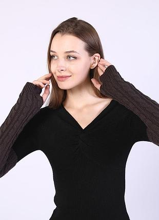 Митенки вязаные длинные баклажан 6941 текстурные ажурные фиолетовые темно бордовые one size 50 см