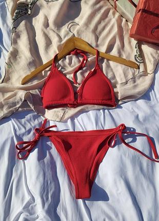 Купальник раздельный красный