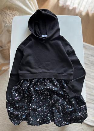 Комбіноване утеплене худі-плаття