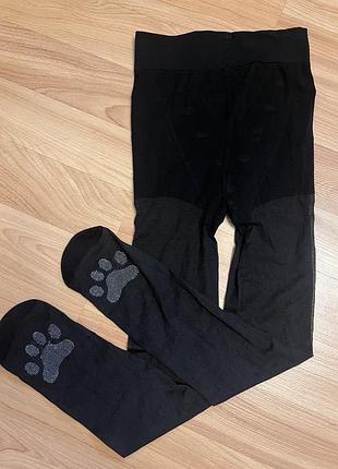Чорні капронові колготи котик лапки hello kitty h&m