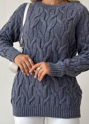 Теплый женский вязаный свитер оверсайз разные цвета новинки сезона