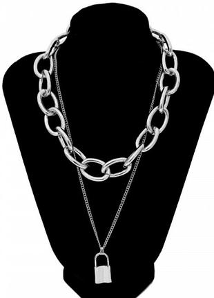 Бижутерия. аксессуар. цепь, чокер, колье с замком
