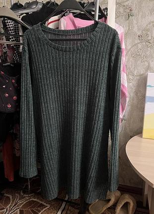 🟢 подовжений трикотажний светр зеленого кольору