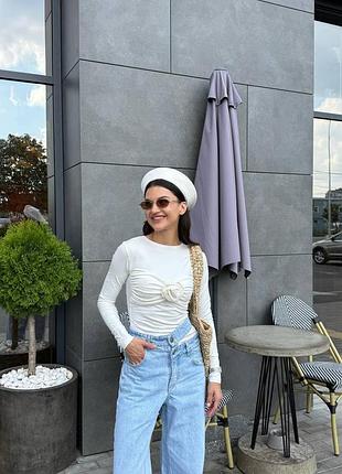 Лонгслів приталений з трояндою