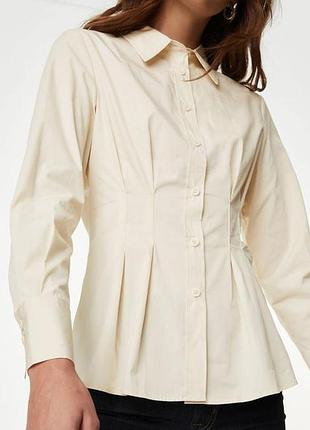Рубашка из чистого хлопка с воротником и талией