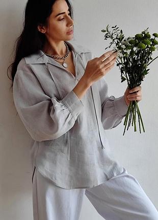 Изысканная рубашка из натурального льна