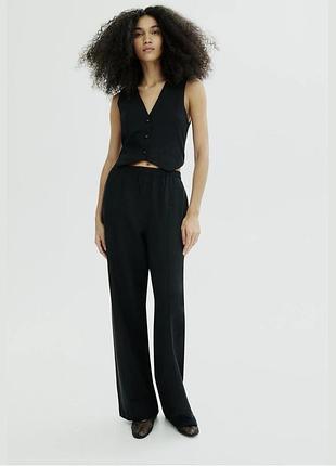 Штани палацо прямі широкі льон оверсайз 36