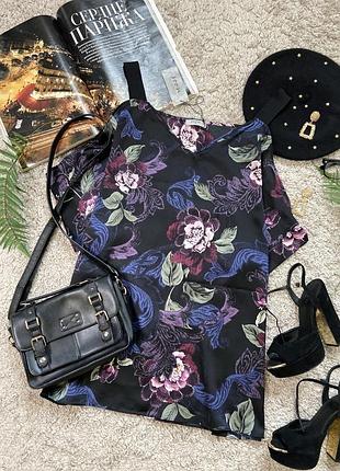 Яркая сатиновая туника в цветочный принт No720max