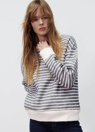 Классный свитшот в полоску на флисе zara, размер l, xl, 100% оригинал