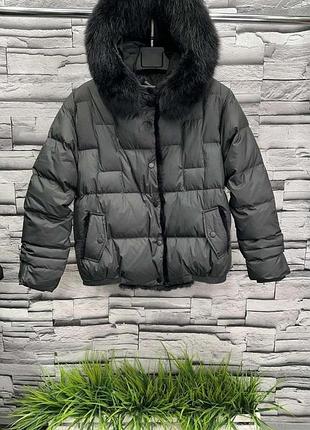 Супер пуховик натуральный мех люкс качество