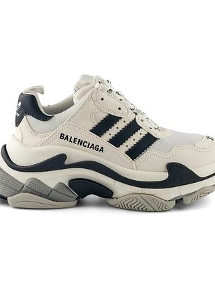 Кроссовки кеды женские balenciaga х adidas triple s 35 (23.3 cm) белые 710020 оригинал