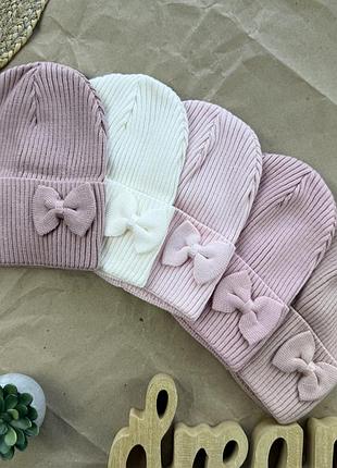 Шапка в’язка бант
