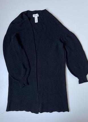 Чорний подовжений кардиган vicolo з домішком кашеміру і вовни