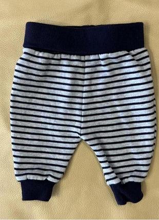 Штани теплі в смужку сині 0-1 міс 4.5 кг на хлопчика