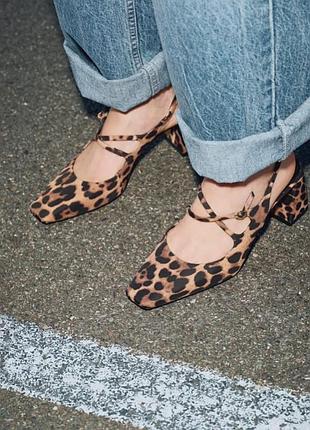 Очень красивые леопардовые туфли мери джейн zara, размер 38, 100% оригинал