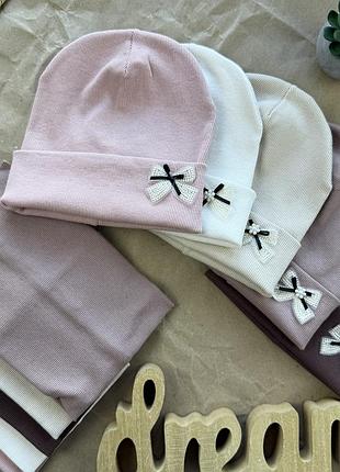 Набор шапка с хомутом бантик