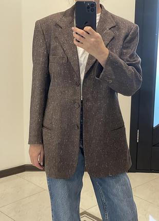 Шерстяной меланж шоколадный пиджак италия