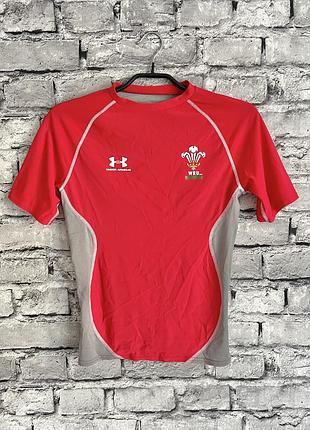 Компрессионная термо футболка under armour rugby wales для спорта зала регби термобелье тренировок регбийка регбийная adidas майка лонгслив nike