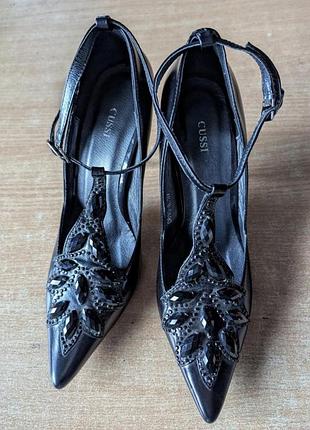 Туфли женские кожаные черные с декором.новые.распродажа.