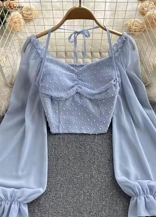 Топ з рукавами-фонариками