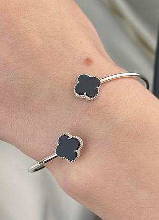 Оплата 100%🇺🇦 браслет срібло 925° покриття родій, вставка ім. онікс жорсткий 1800.10р