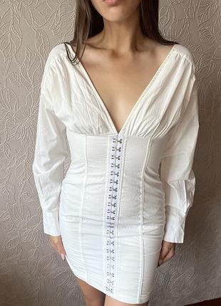 Сукня біла pretty little thing, трендова стильна сукня plt розмір s