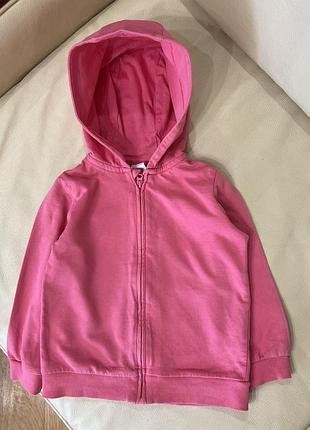 Кофта з капюшоном на замку, худі рожева 1.5-2 роки ріст 92 від h&m стан відмінний на дівчинку дов 37, шир 31.5, рукав 33