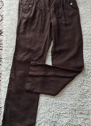 Прямые широкие брюки брюки брючины шоколадного цвета от modison 100% лен