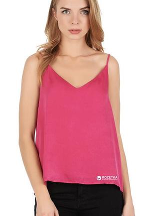 Майка малинова топ на тонких бретелях рожевий