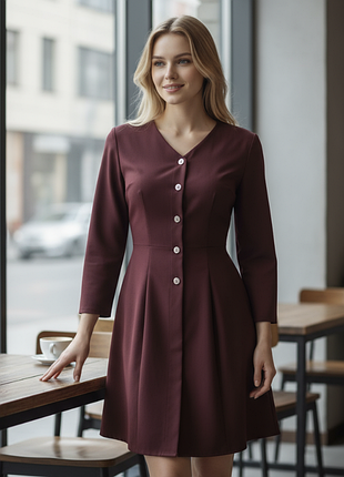 Изящное платье женское бордовое s